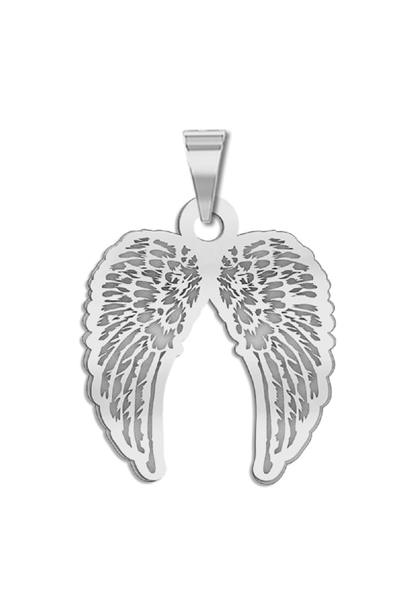 Guardian Angel Double Wing Medal  - 1/4 Inch X 1/2 Inch - Sterling Silver