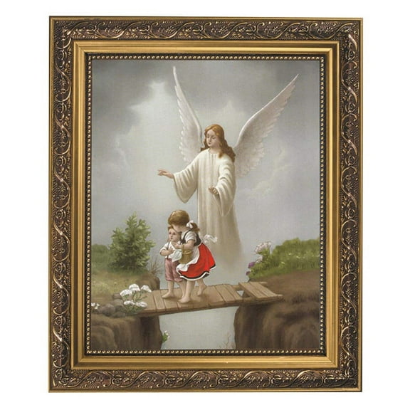 Guardian Angel Gold Tone Framed Print