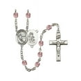 thumbnail image 1 of Guardian Angel/Hockey Silver-Plated Rosary 6mm June Light Purple Fire Polished Beads Crucifix Size 1 3/8 x 3/4 medal, 1 of 1