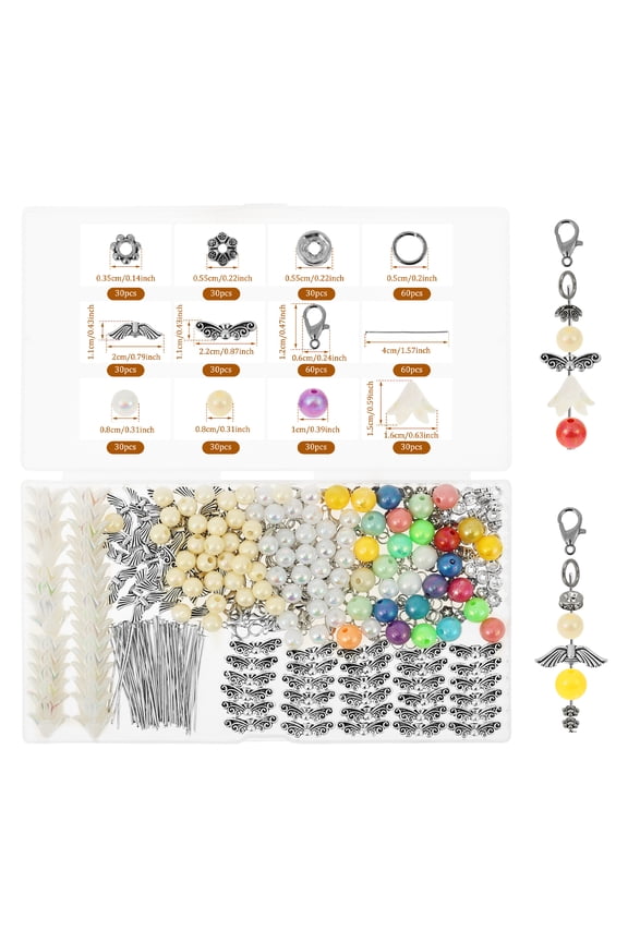 Guardian Angel Keyring Making Kit 60 Set Pearl Angel DIY Lucky Keyring Make Your Own Guardian Keychain for DIY Favour Craft