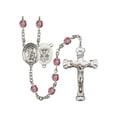 thumbnail image 1 of Guardian Angel / Navy Silver-Plated Rosary 6mm February Purple Fire Polished Beads Crucifix Size 1 5/8 x 1 medal charm, 1 of 1