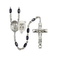 thumbnail image 1 of Guardian Angel / Navy Silver-Plated Rosary 8x5mm Black Onyx Beads Crucifix Size 1 3/4 x 1 medal charm, 1 of 1