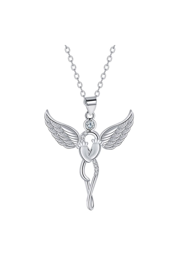 Guardian Angel Necklace for Women Infinity Angel Wings Necklace with Heart Birthstone Pendant Jewelry Gifts for Birthday Christmas