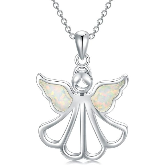 Guardian Angel Necklace for Women Sterling Silver Angel Wings Pendant Necklaces Angel Jewelry Gifts for Women