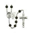 thumbnail image 1 of Guardian Angel/Paratrooper Silver-Plated Rosary 7mm Black Onyx Beads Crucifix Size 1 3/4 x 1 medal charm, 1 of 1