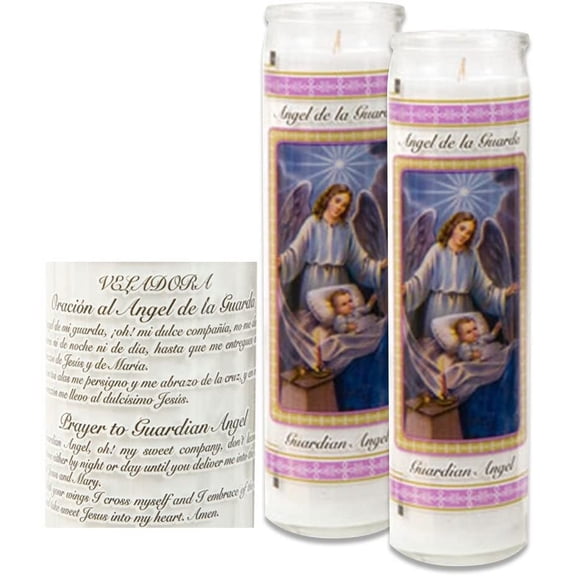 Guardian Angel Prayer Candles Religious Candle, White Wax Candles, Holiday Candle Paraffin Wax, Set of 5