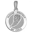 thumbnail image 1 of Guardian Angel "Protect My Child" Single Wing Medal  - 3/4 Inch X 3/4 Inch -Solid 14K White Gold, 1 of 1