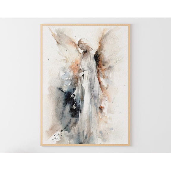 Guardian Angel Religious Wall Art Angel Abstract Angel Art Poster Calm Art, Unframed Poster Size 8x12