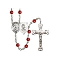 thumbnail image 1 of Guardian Angel/Soccer Silver-Plated Rosary 6mm July Red Fire Polished Beads Crucifix Size 1 5/8 x 1 medal charm, 1 of 1