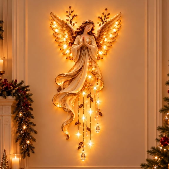 Guardian Angel Starfall Cascade Lighted Wall Glowing Stars,Indoor Christmas Blessing and Heavenly Home Decor,Christian Gift