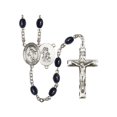thumbnail image 1 of Guardian Angel/Track&Field Silver-Plated Rosary 8x6mm Black Onyx Beads Crucifix Size 1 3/4 x 1 medal charm, 1 of 1