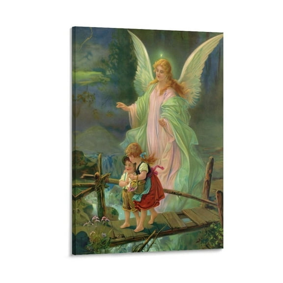 Guardian Angel Vintage Living Room Poster Decorative Painting Canvas Wall Art Living Room Posters Bedroom Painting 08x12inch(20x30cm)