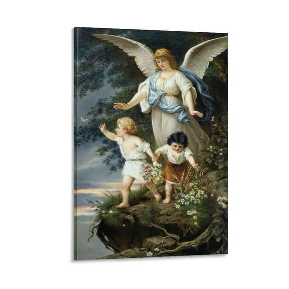 Guardian Angel Vintage Picture Print Wall Art Poster Painting Canvas Posters Artworks Gift Room Aesthetic 08x12inch(20x30cm)