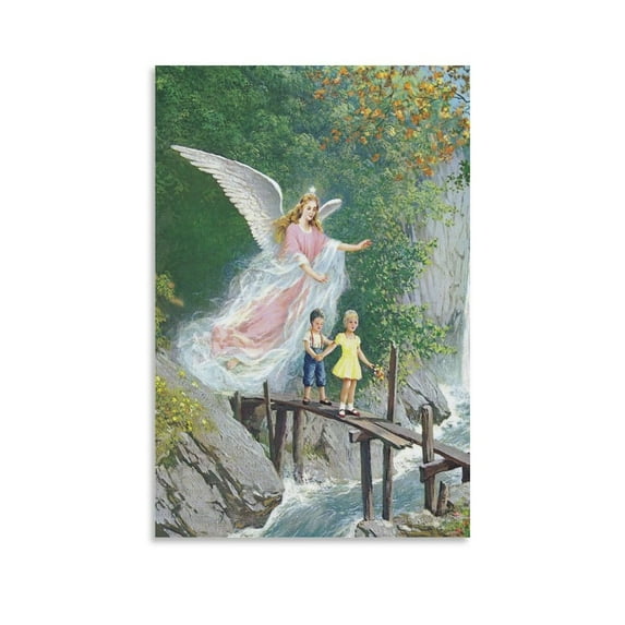 Guardian Angel Vintage Prints Painting On Canvas Wall Art Poster Scroll Picture Print Living Room Walls Decor Home Posters 24x36inch(60x90cm)
