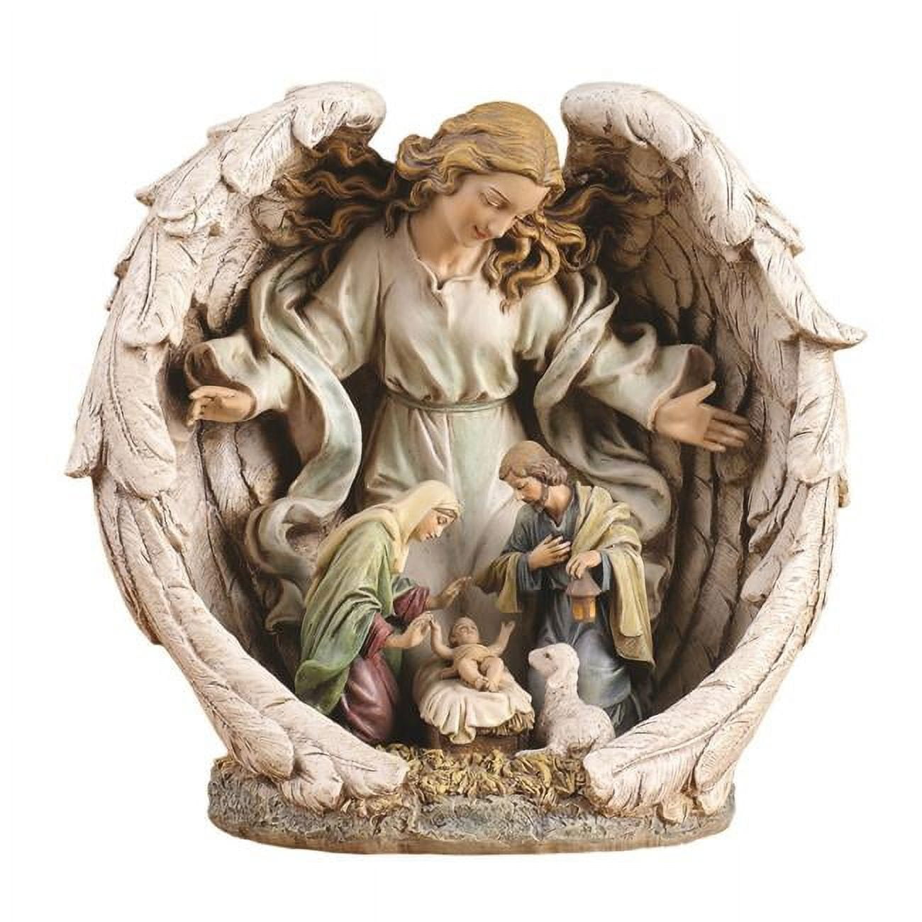 Guardian Angel with Holy Family Resin Nativity Figurine