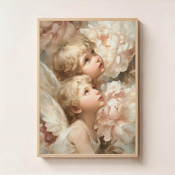 Guardian Angels Embrace Heavenly Cherub Spiritual Decor, Unframed Paper Poster 11x14in