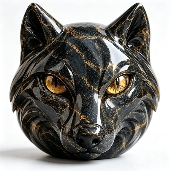 Guardian Animal Resin Sculpture - Hand-Carved Crystals and Healing Resin Guardian Statue, for Home Shelf Mantel Office Decor (Wolf)