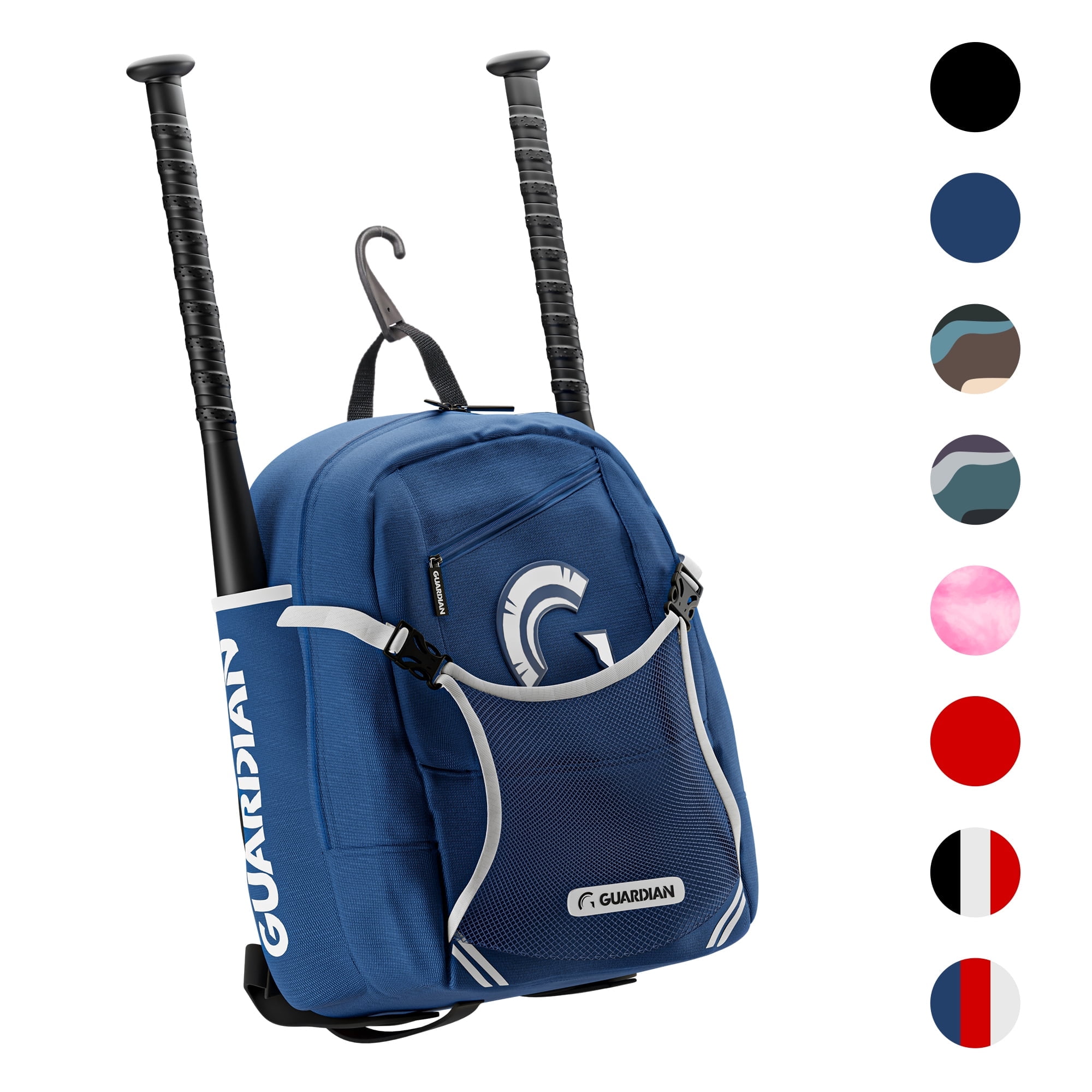 Guardian Baseball Backpack for Youth, Softball Bag for Girls, Durable Bat Bags Baseball Youth Boys and Girls, TBall Bag – Includes Hook to Hang on Fence - Navy/White