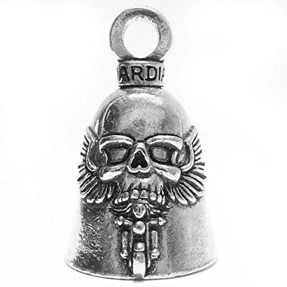 Guardian Bell GBGHST Ghost Rider Skull on Motorcycle Biker Luck Gremlin  Riding Bell or Key Ring, Silver, 1.5 Inch 