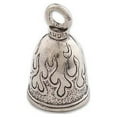 thumbnail image 1 of Guardian Bell, Metal, Flames, Motorcycle Rider, Biker, Good Luck Bell, .75" x 1", 1 of 4