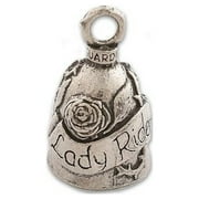 Guardian Bell, Metal, Lady Rider, Rose and Thorns, Motorcycle Rider, Biker, Good Luck Bell, .75 x 1