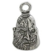 Guardian Bell, Metal, Two Face, Human and Skull, Motorcycle Rider, Biker, Good Luck Bell, .75 x 1