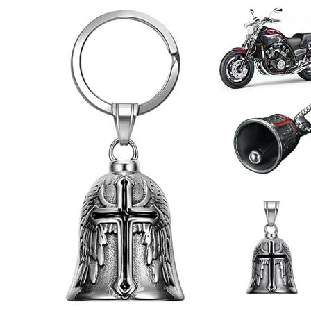 ZYQEEE Guardian Bells for Motorcycle Rider Bikers,Motorcycle Bell Cross Key Chain, Luck Angel Gremlin Keychains for Gifts