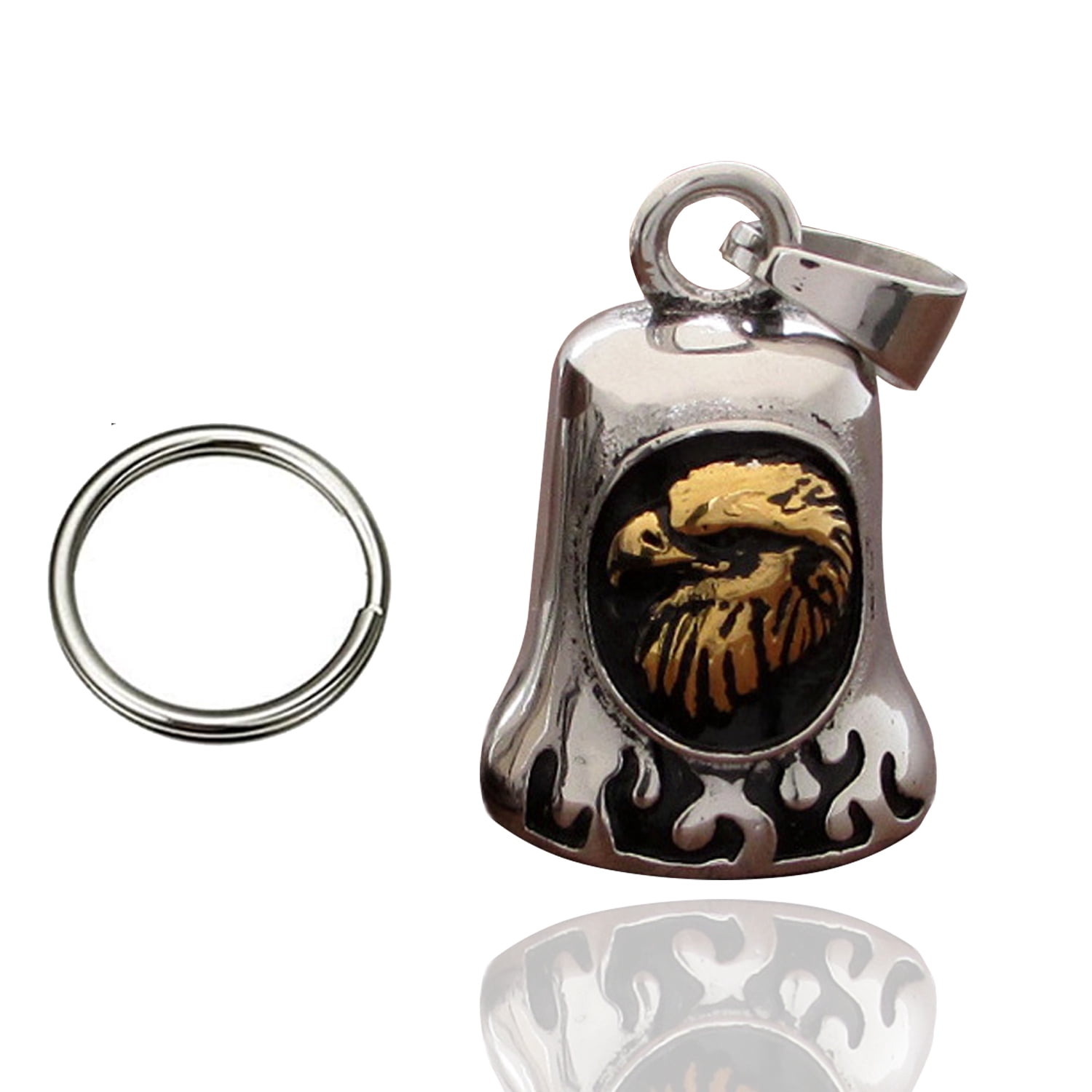 Motorcycle Guardian Angel Bell - Good Luck Charm Gremlin Bell With Gift Box, Keychain & Hanger, Weather-Resistant, Golden Finish