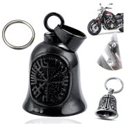 Guardian Bells for Motorcycle Rider Bikers,Motorcycle Bell Cross Key Chain,Punk Biker Style,Luck Angel Gremlin Keychains for Gifts H12