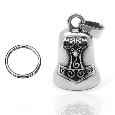 Guardian Bells for Motorcycle Rider Bikers,Motorcycle Bell Cross Key Chain,Punk Biker Style,Luck Angel Gremlin Keychains for Gifts (H27)