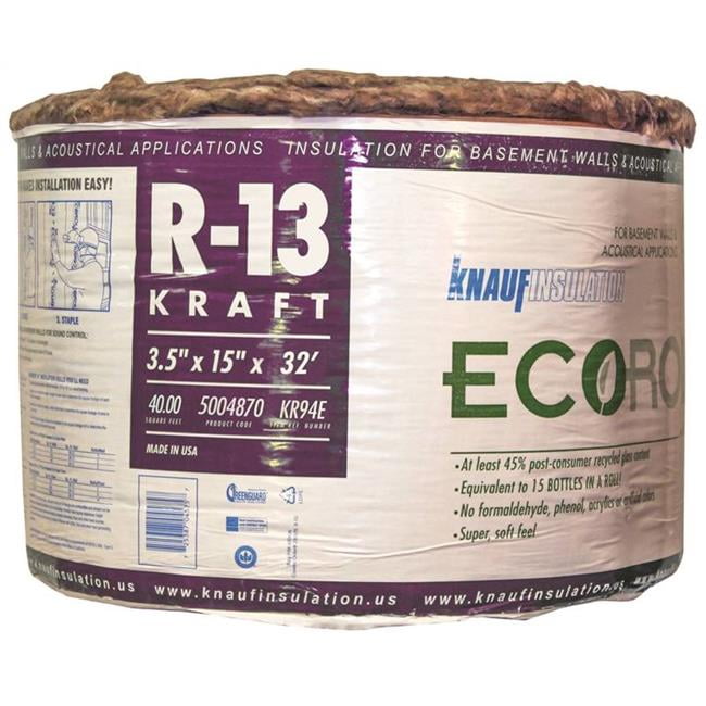 Guardian Building Prod 7058639 Fiberglass Insulation R13K 15 in. x 32 ft. Roll