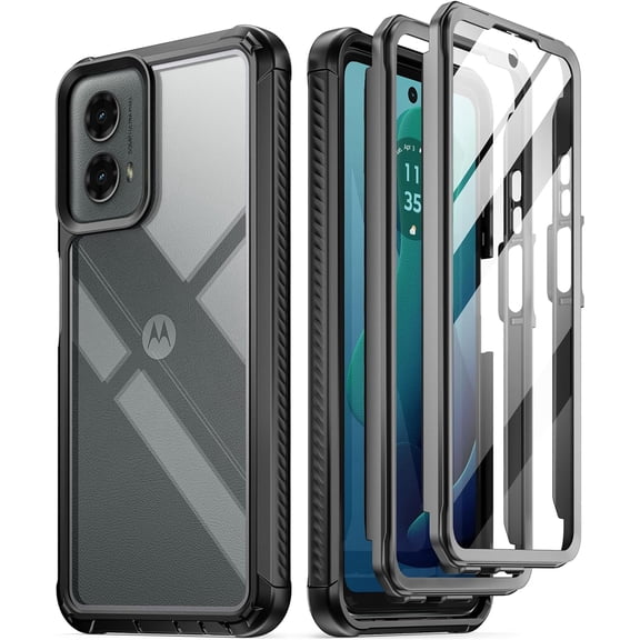 Guardian Case for Motorola Moto G 5G 2024 [Not Fit 2023 Version], [20FT Mil-Grade Drop Tested], Full-Body Shockproof Cover with Built-in Screen Protector, Black/Clear