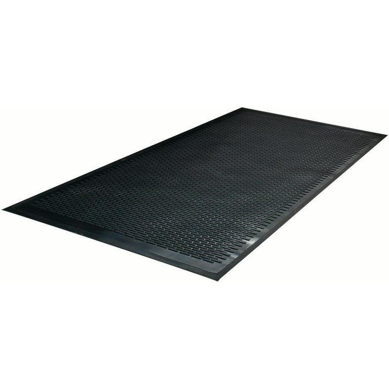Choice 3' x 5' Black Rubber Ridge-Scraper Top Anti-Slip Safety Mat - 1/4  Thick