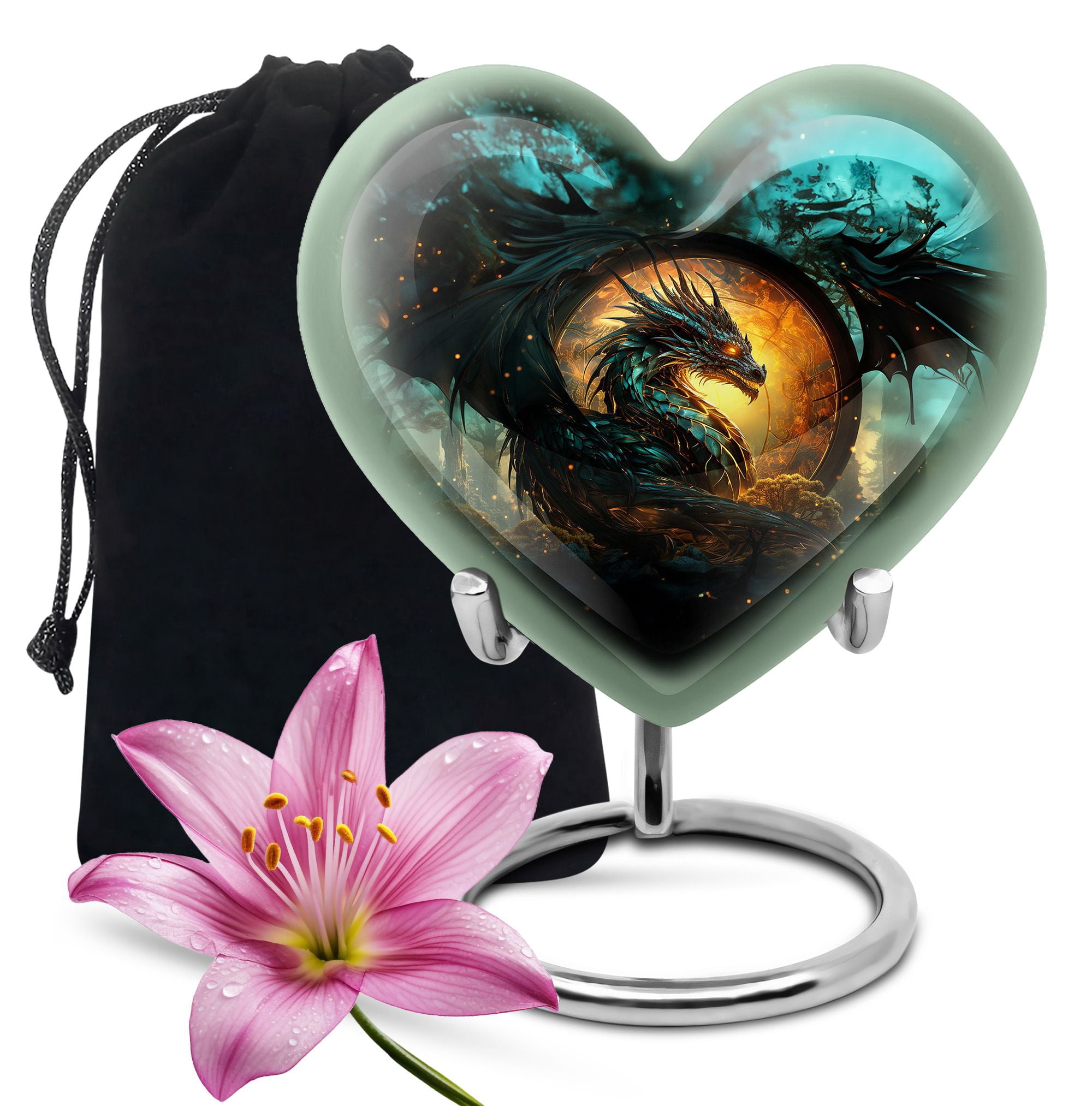 Guardian Dragon Large Urns For Human Ashes Adult Female - Heart Ashes Memorial - Human Remains Urn Adult - Urn For Human Ashes Adult Men - Adult Urns For Human Ashes - Decorative Heart Urns ( 8 ")