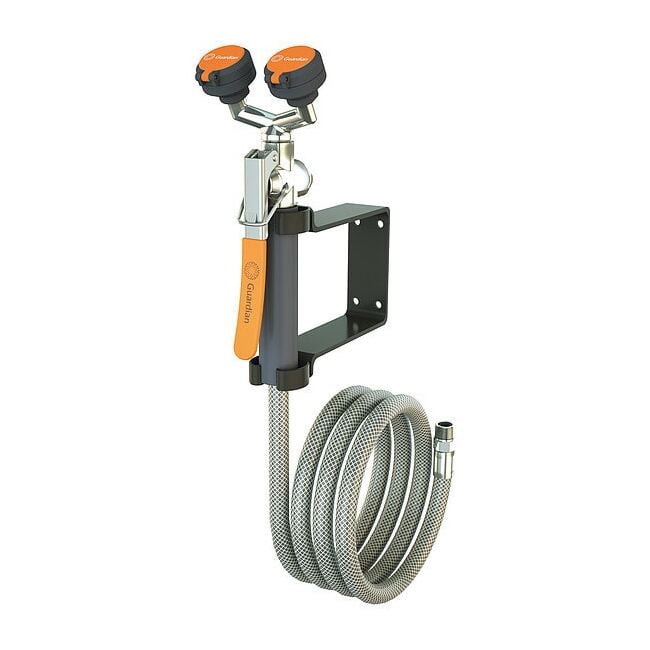 Dual Head Drench Hose, Eyes Coverage, Wall Mount, 8 ft. PVC Hose, Burst Strength 275 psi, NPT