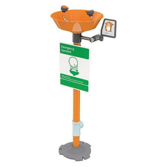 Plumbed Eyewash, Floor Mount, Plumbed, 38 in H., 16 in W