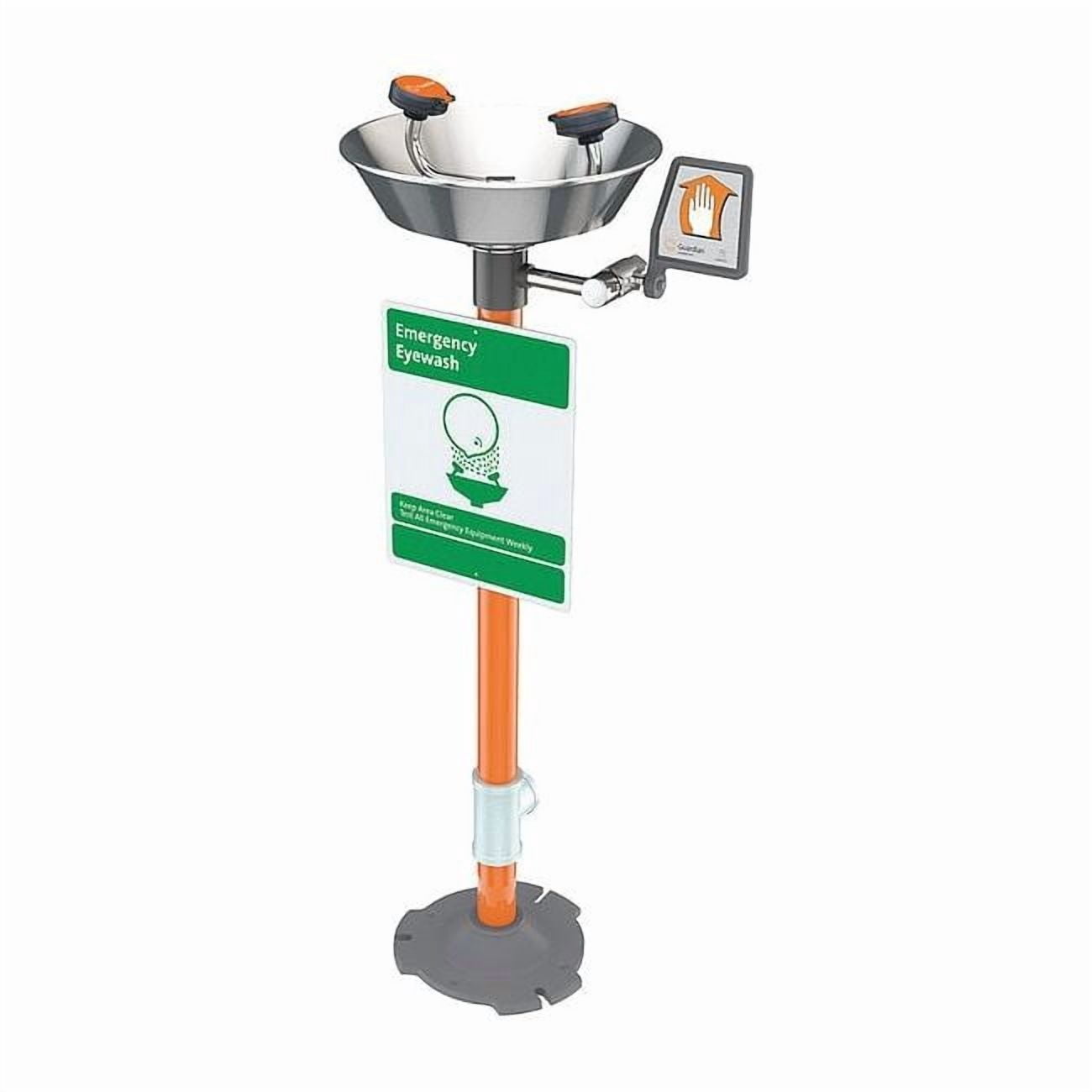 Plumbed Eyewash, Floor Mount, Plumbed, 38 in H., 16 in W G1760