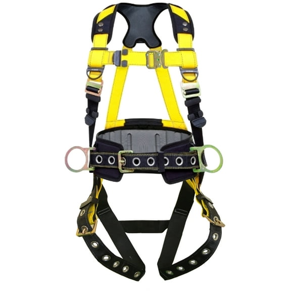 Guardian Fall Protection 37193 Full Body Harness, Black/Yellow