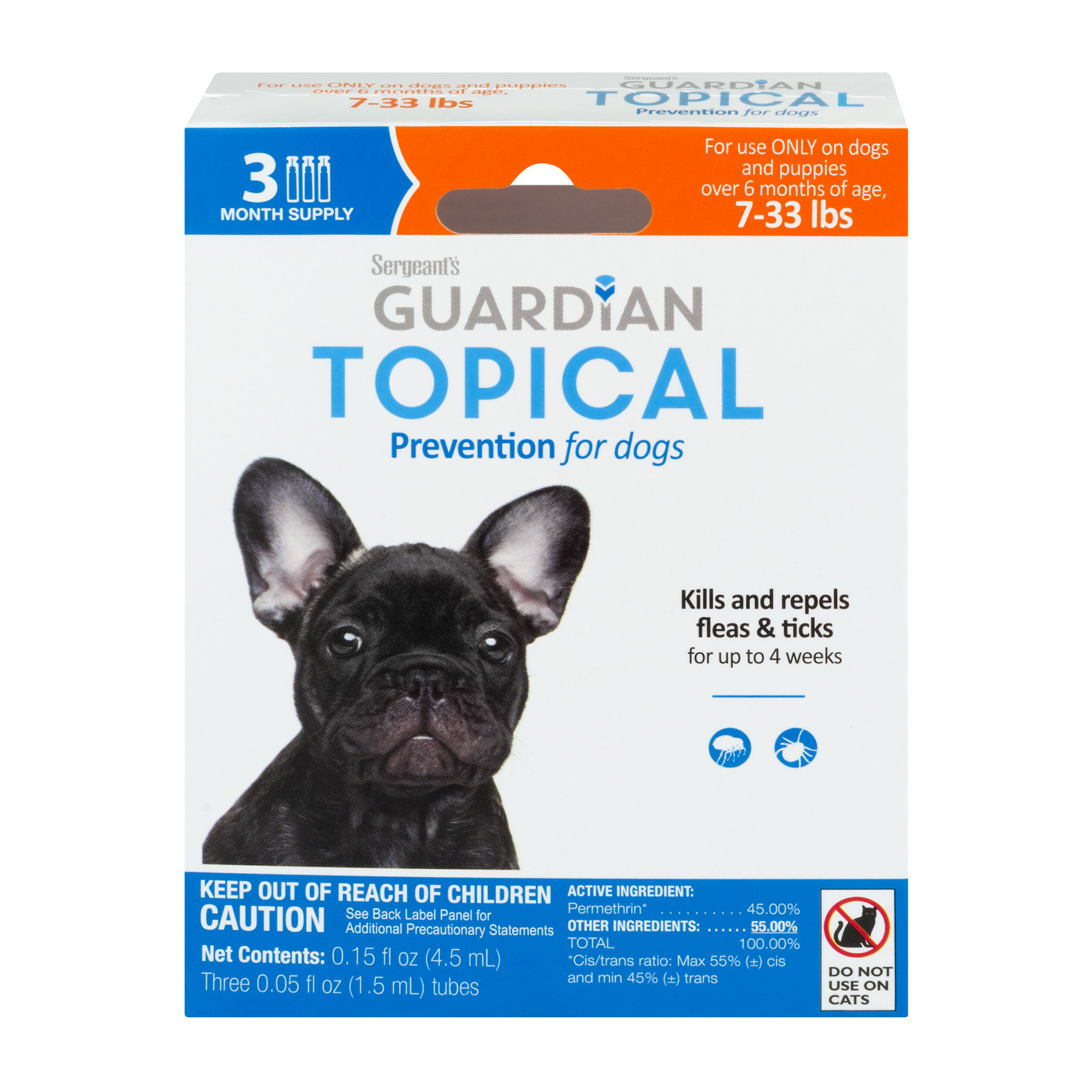 Guardian Flea and Tick Topical for Dogs 7 33 lb Walmart