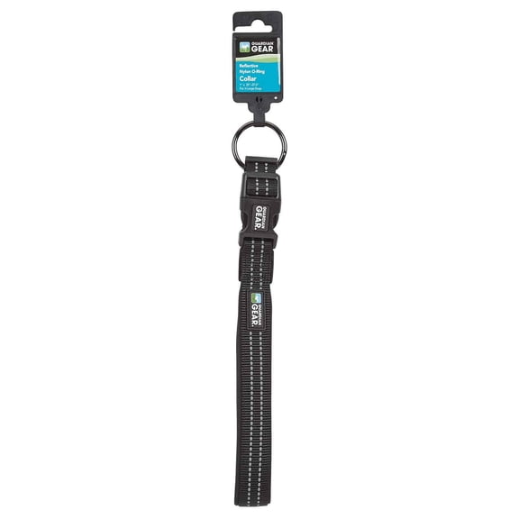 PetEdge ZA0006 16 30 Guardian Gear Reflect Nylon O-Ring Pet Collars, Black - Medium
