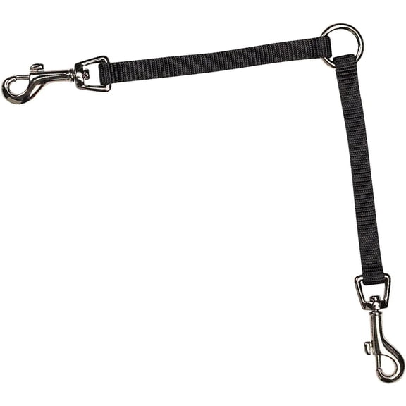Guardian Gear Nylon 2-Way Medium Dog Coupler with Nickel-Plated Swivel Clip, 12", Black