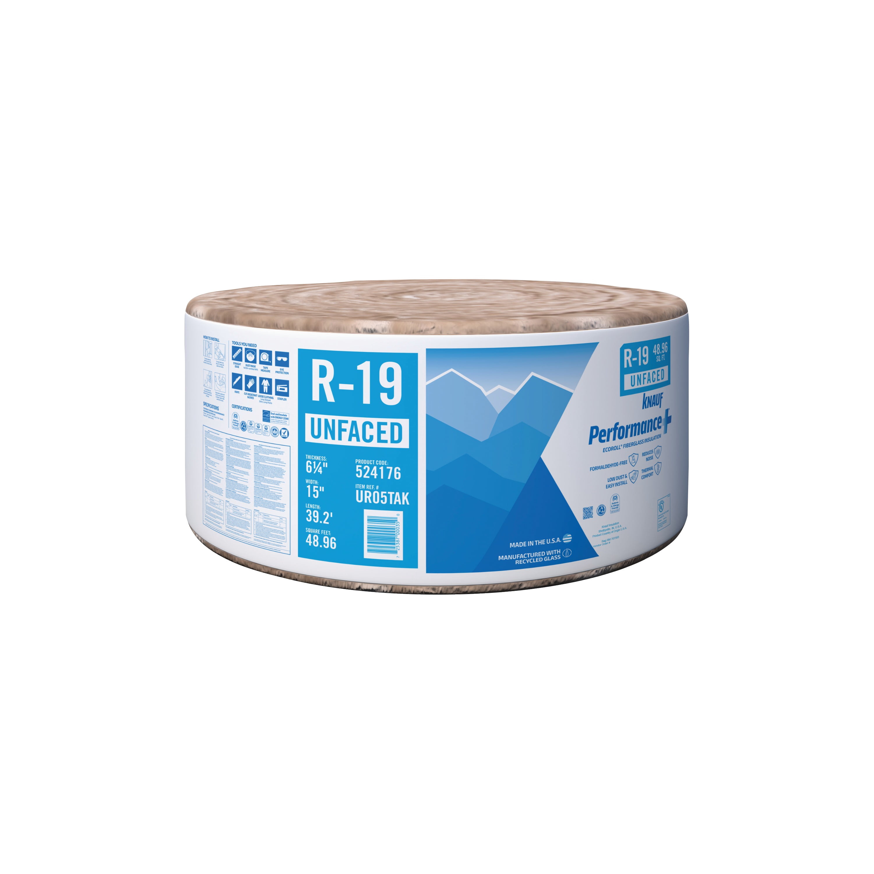 Guardian Knauf Unfaced Fiberglass Insulation Roll R19 15 In x 39.16 Ft ...