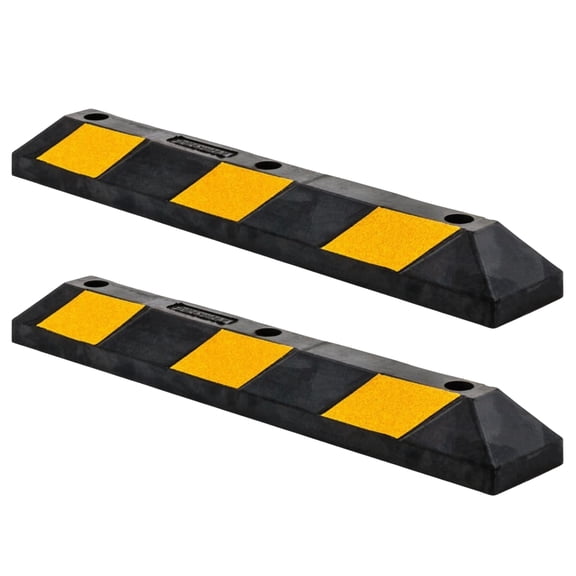 Guardian Parking Stop, 3-Foot Long Rubber Curb with Mounting Holes, Black/Yellow, 2 Pack