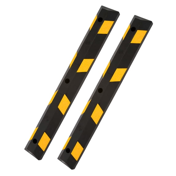 Guardian Parking Stop, 4-Foot Long Rubber Curb with Mounting Holes, Black/Yellow, 2 Pack