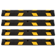 Guardian Parking Stop, 4-Foot Long Rubber Curb with Mounting Holes, Black/Yellow, 4 Pack