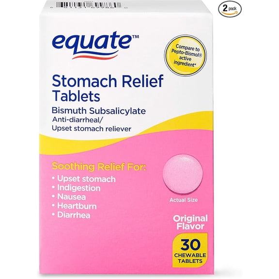 Guardian Pink Bismuth Tablets Indigestion Nausea 30 Chewable