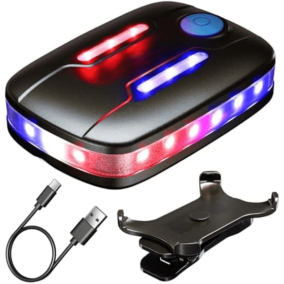 Guardian Safety Light,Red Blue Police Security Clip Shoulder Helmet Strobe Lights,Rechargeable,Magnetic,HandsFree LED Flashlight,Night Running,Dog Walking,Cycling,Hiking,Camping,Fishing Light
