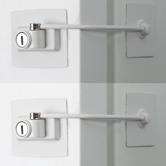 Guardianite Premium Refrigerator Lock Fridge Freezer Security White with Built-in Keyed Lock 2 Pack