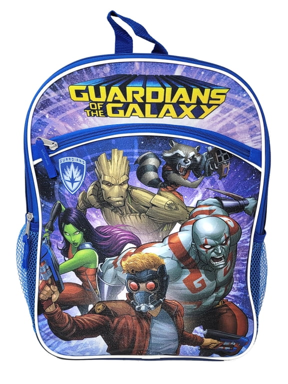 Guardians Of The Galaxy Backpack 16" Marvel Groot Quill Front Pocket Blue Boys