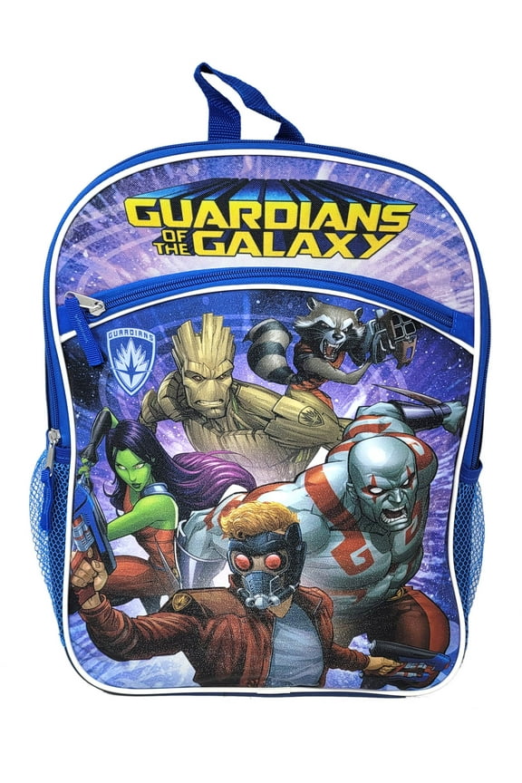 Guardians Of The Galaxy Backpack 16" Marvel Groot Quill Front Pocket Blue Boys